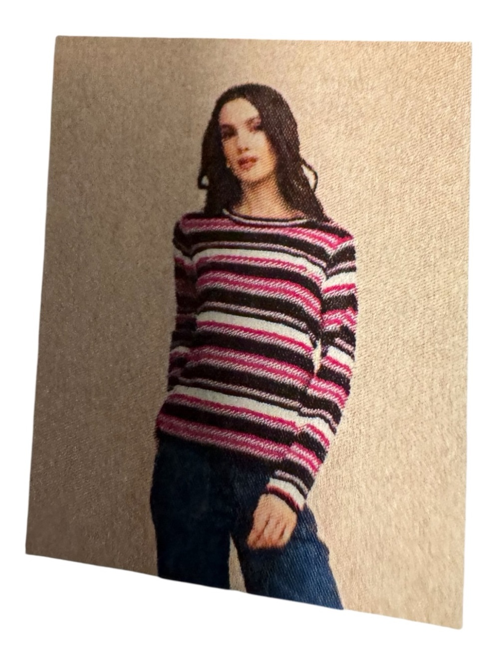 Striped Crewneck Sweater in Pink, Black & White